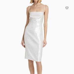 Theory White Sequin Slip Dress